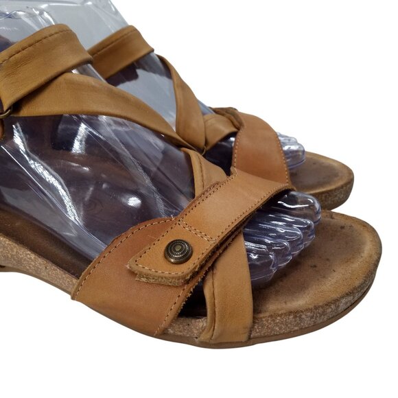 Taos Universal Beige Leather Comfort Wedge Sandals Size 40 US 9-9.5 Adjustable - Picture 15 of 15